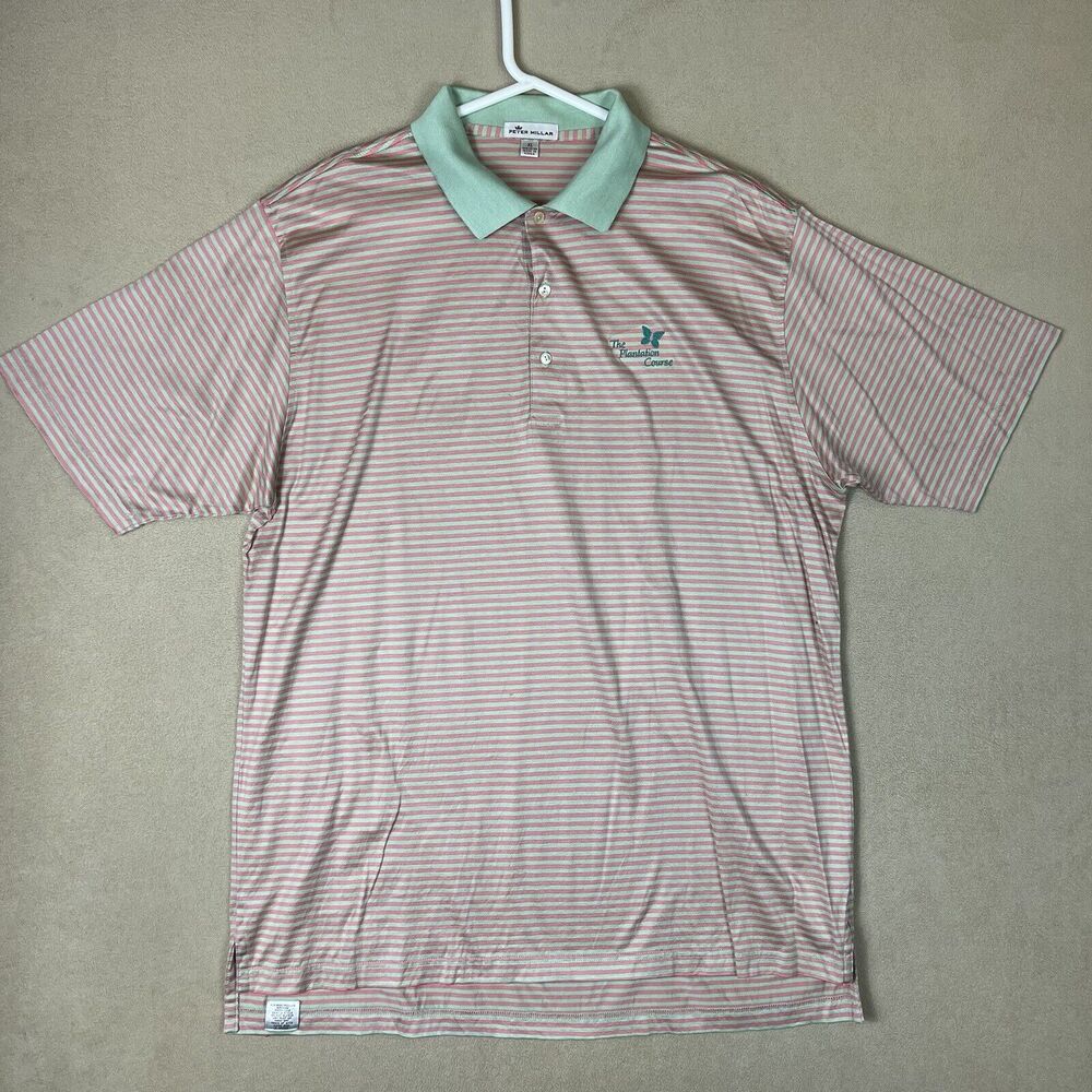 Peter Millar Polo Shirt Men Extra Large Pink‎ Green Golfing Casual Tennis Adult